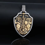 Archangel Michael Shield Pendant — Stainless Steel