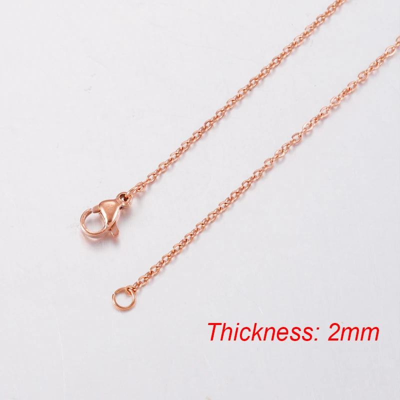 Fnixtar 10Pcs Chain Necklaces 40/45/50/55/60cm Stainless Steel Flat Cable Chain 1/1.5/2mm DIY Jewelry Accessories