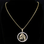 Horses Head Pendant Necklace for Men Women Stainless Steel Crystal Animal Chain Horse Accessories Jewelry Colar
