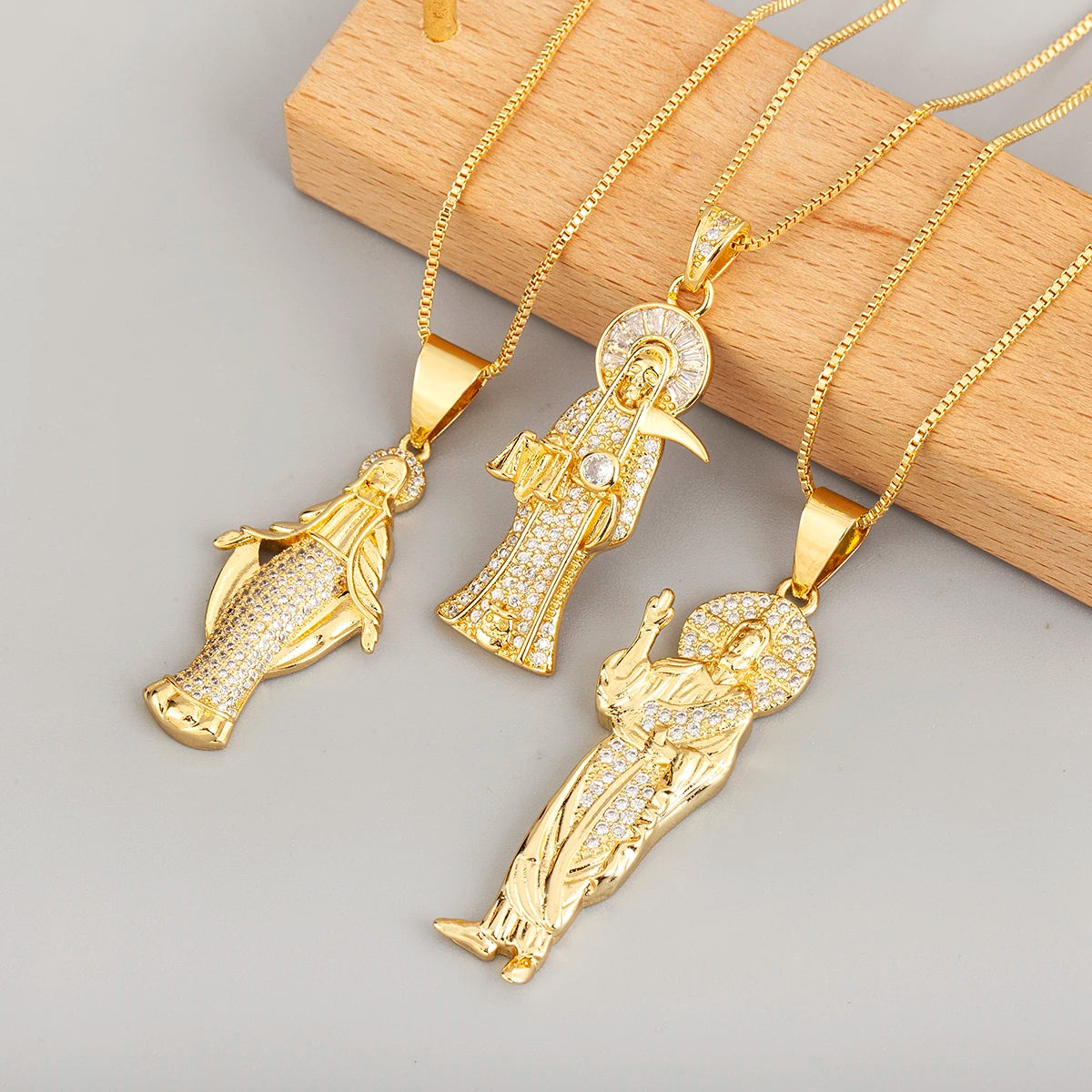 Iced Out Virgin Mary Pendant Necklace