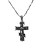 Vintage Viking Knights Templar Cross Pendant Necklace for Men Greek Latin Necklaces Leather Chain Male Jewelry