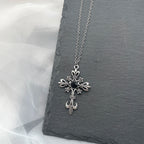 Y2k Black Series Cross And Bat Pendants Unisex Necklace Stainless Steel Chain Jewelry for Men And Women