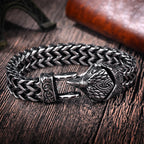 Nordic Viking Jewelry Punk Wolf Dog Snake Eagle Head With Double Mesh Link Chain Man Bracelet for Mn 19/21/23CM Long