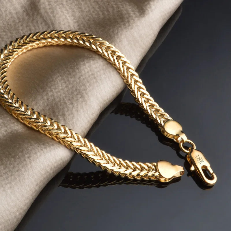 Classic Shiny Gold-Tone Snake Chain Bracelet — Daily Party Travel