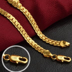 ALITREE Fine Classic 8MM sideways 18K gold Necklace charms 925 Sterling silver for men woman Jewelry wedding party