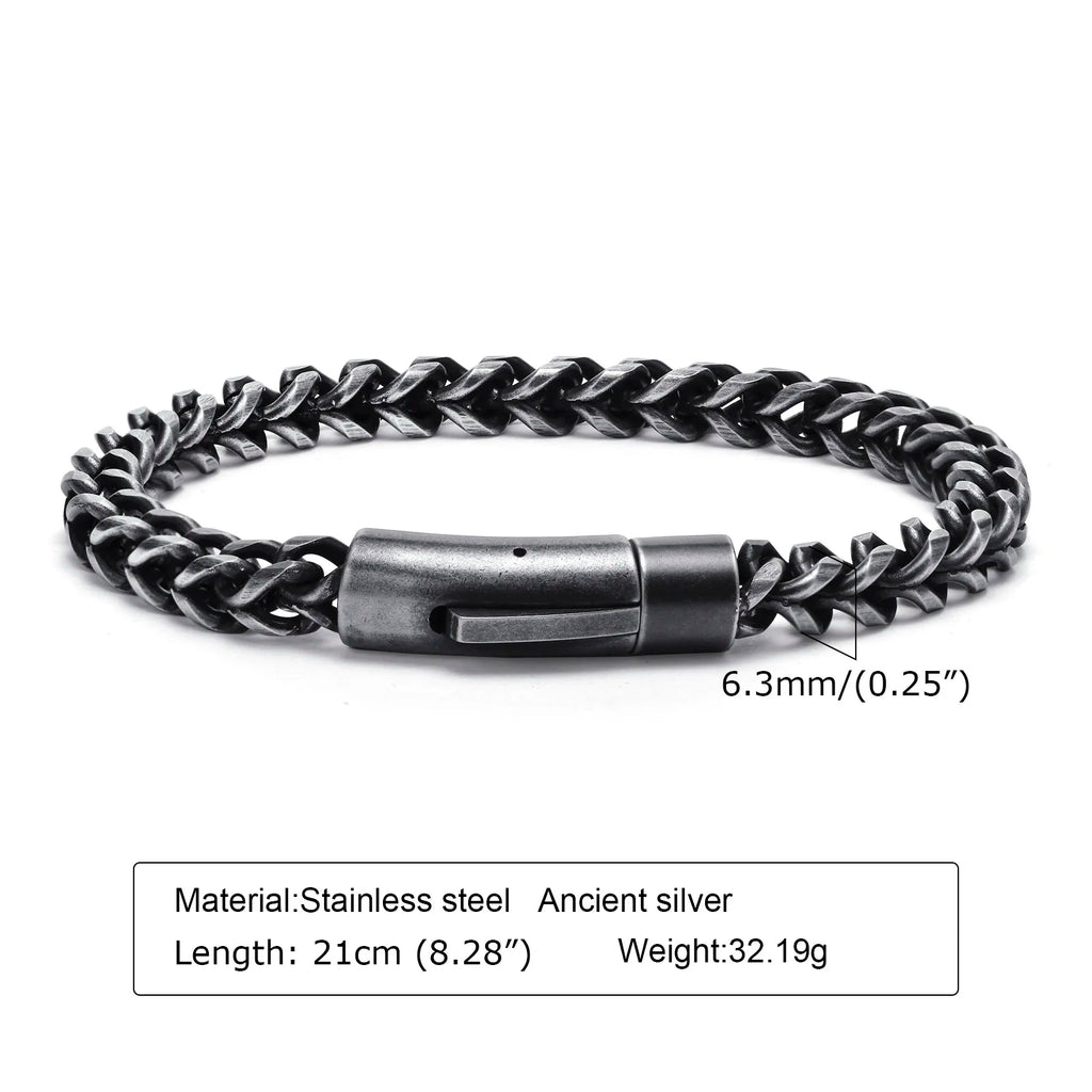 Stylish Stainless Steel Bali Foxtail Chain Bracelet for Men,Double Franco Link Chain Bracelets,Male Jewelry Gift for
