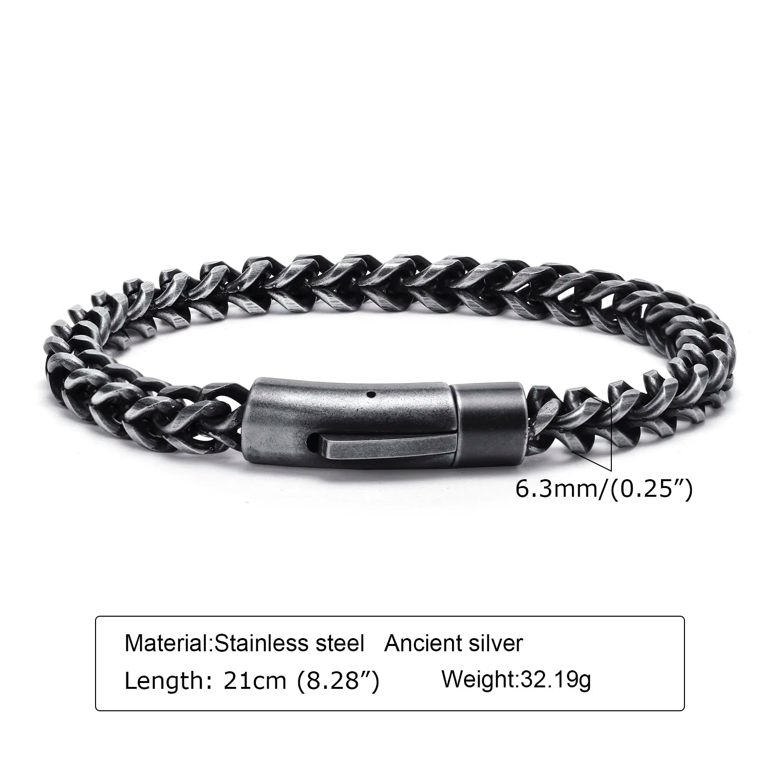 Stylish Stainless Steel Bali Foxtail Chain Bracelet for Men,Double Franco Link Chain Bracelets,Male Jewelry Gift for