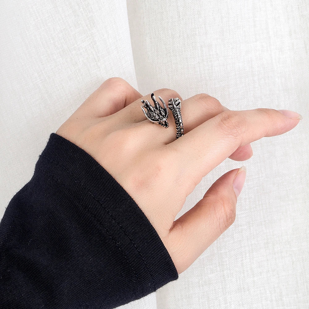 925 Silver Vintage Dragon Ring