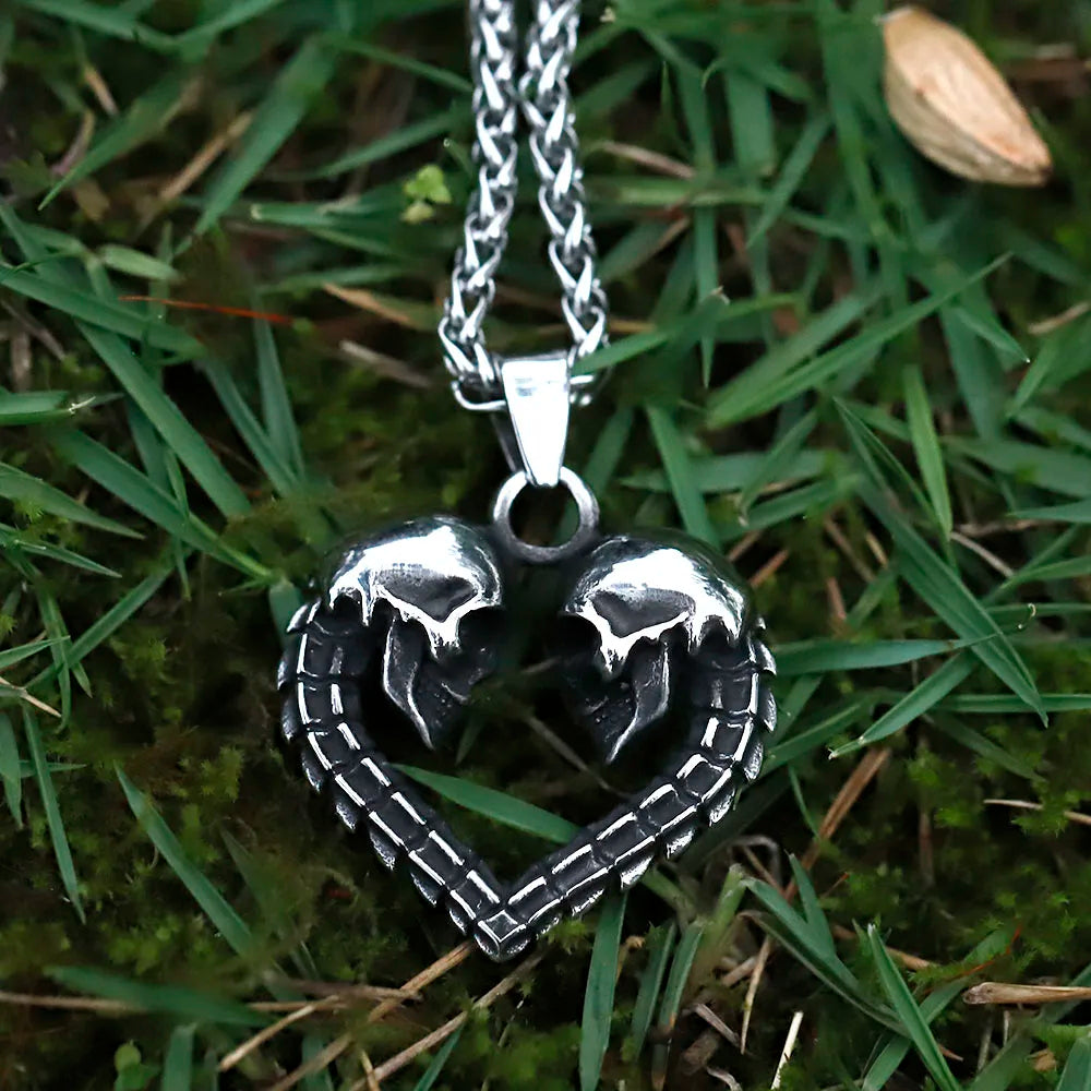 Gothic Love Skeleton Stainless Steel Pendant Necklace