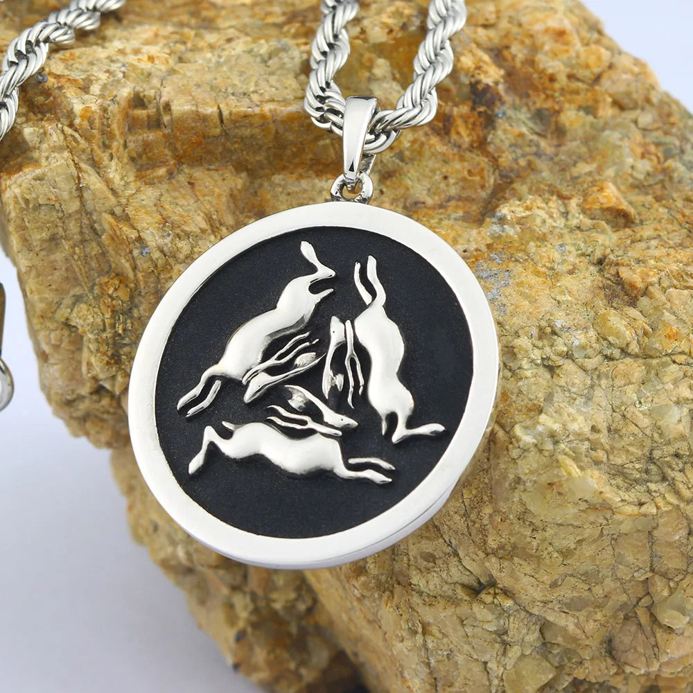 Three Rabbits Pendant — 925 Silver