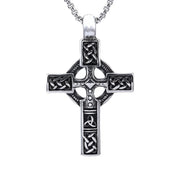 Vintage Celtic Cross Pendant Necklace Men's — Silver-Tone
