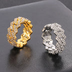 Iced Out Cuban Link Ring — Gold