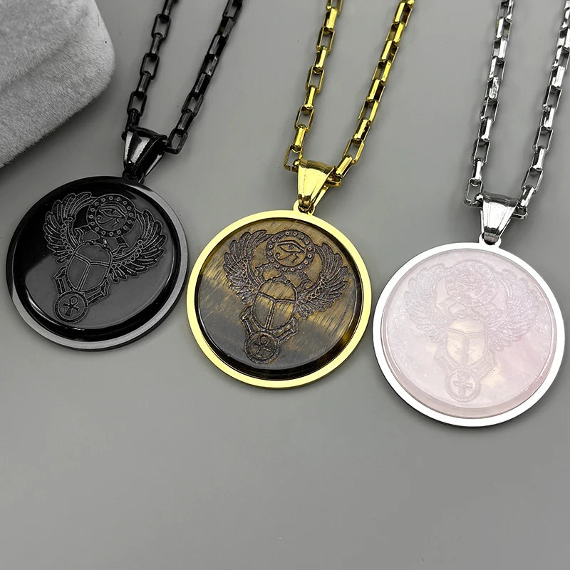 Horus Eye Gold Pendant Natural Stone Egyptian