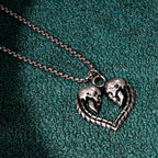 Skull Heart Pendant Necklace — Silver Gothic