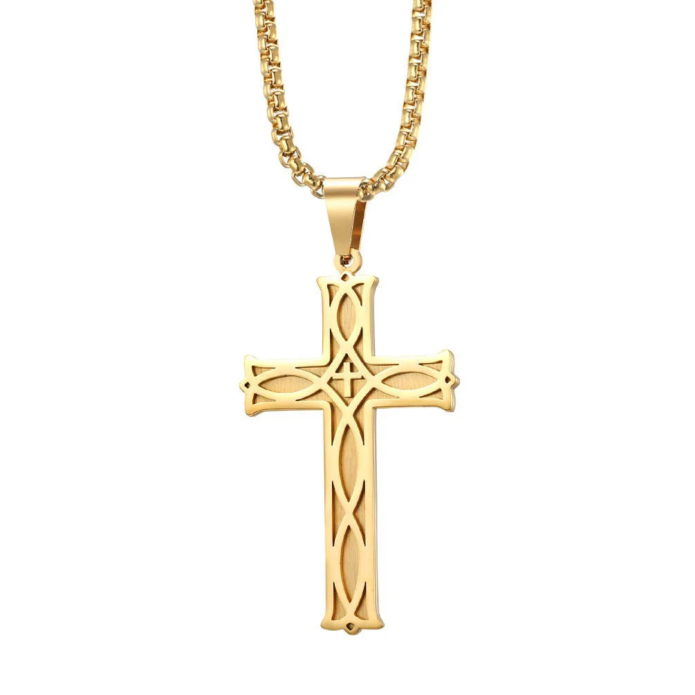 Irish Knot Cross Necklace for Men Boys,Punk Stainless Steel Pendant Necklace,Viking Jewelry Gifts