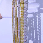 Drop Shipping 6/8/14mm Width Iced Out Cubic Zirconia Cuban Chain 1-2 Row Miami Cuban Link Necklace for Rapper Hip Hop Jewelry