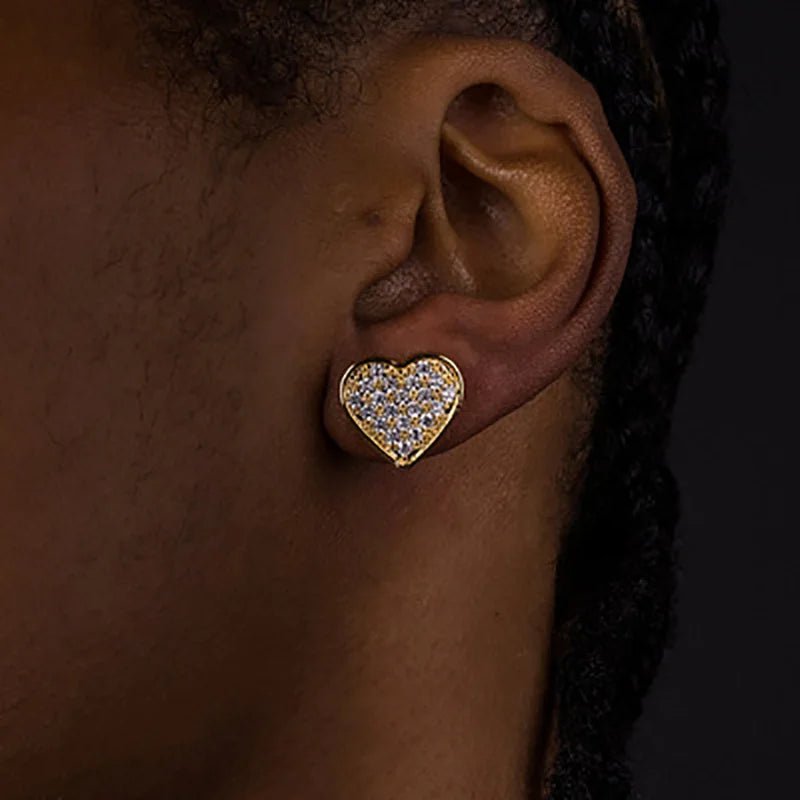 Iced Out Stud Earrings — Gold