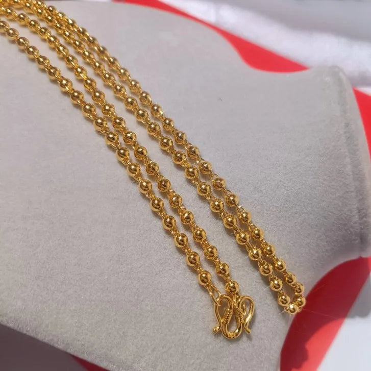 24K Gold AU999 Stylish Bead Necklace Men & Women - Rich hue, fine craft, style & quality combined