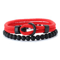 Fashion Mens Bracelet Set Lucky Thread Wrap Braclet Meditation Onyx Stone Beads Braslet Hombre Hand Accessories Fabric