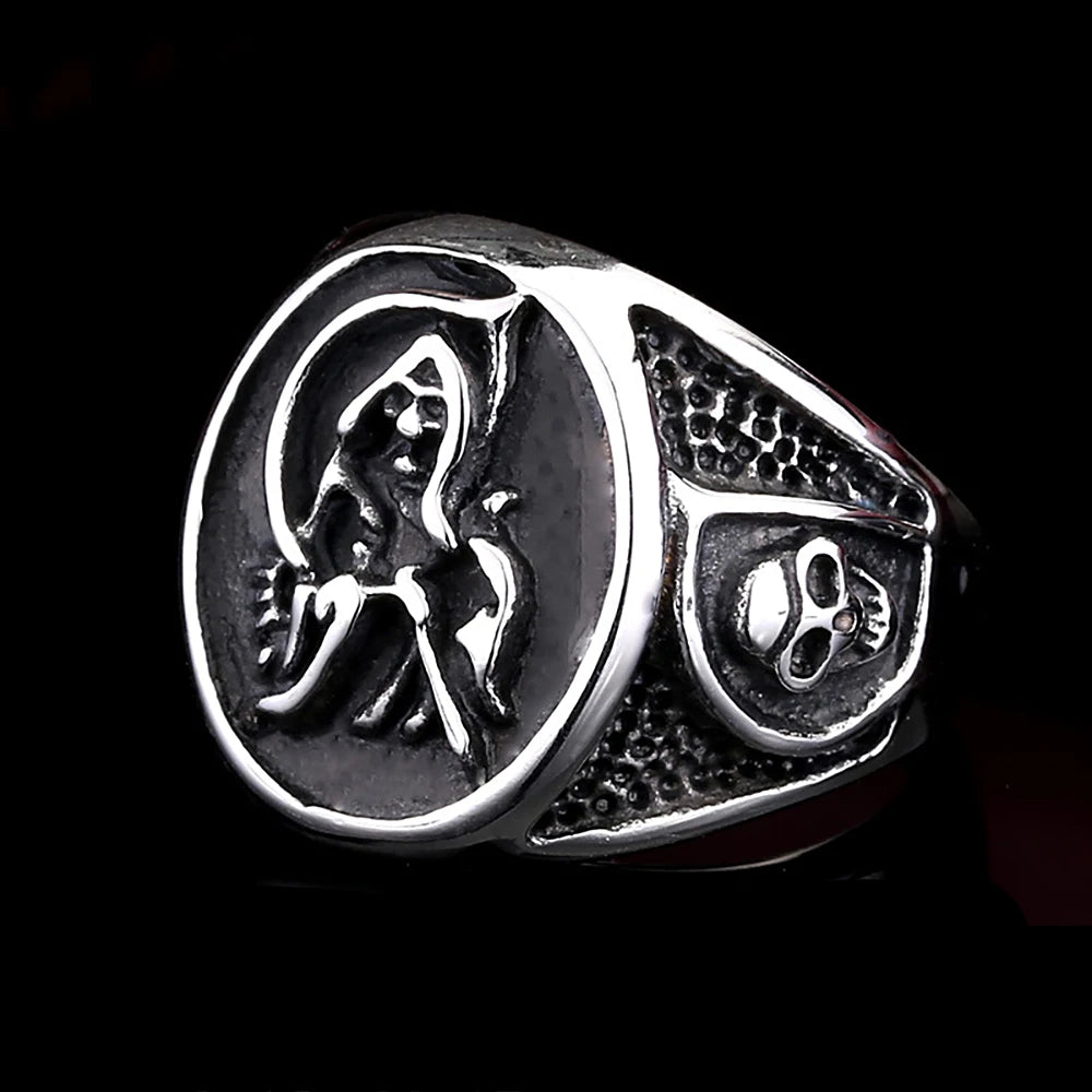 Gothic Grim Reaper Skull Ring — Stainless Steel