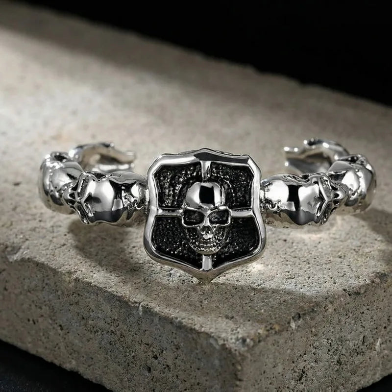 KALEN Dark Knight Stainless Steel Skull Bangle Punk Hip Hop Men's Bracelet Fashion Jewelry Halloween Decorations Birthday Gifts