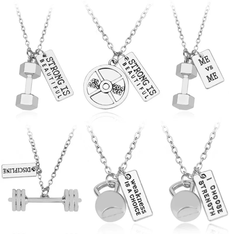 Weight Plate Dumbbell Pendant — Stainless Steel