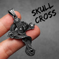 Skull Dragon Cross Pendant Necklace — Steel