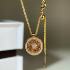 Luxurious 9999 24K real gold ancient gold rotating compass pendant necklace for men and women in retro style