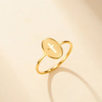 Skyrim Cross Oval Ring Women Men Stainless Steel Simple Couple Rings Hip Hop Religious Christian Jewelry Gifts