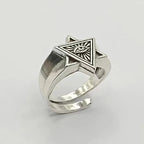 Gothic Eye of Providence Open Ring — Two-Tone Adjustable
