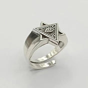 Gothic Eye of Providence Open Ring — Two-Tone Adjustable