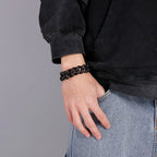 Personalized Skull Bracelet Men‘s Punk Chunky Stainless Steel Accessories Polished Gold Color Cuban Chain Trendy Jewelry