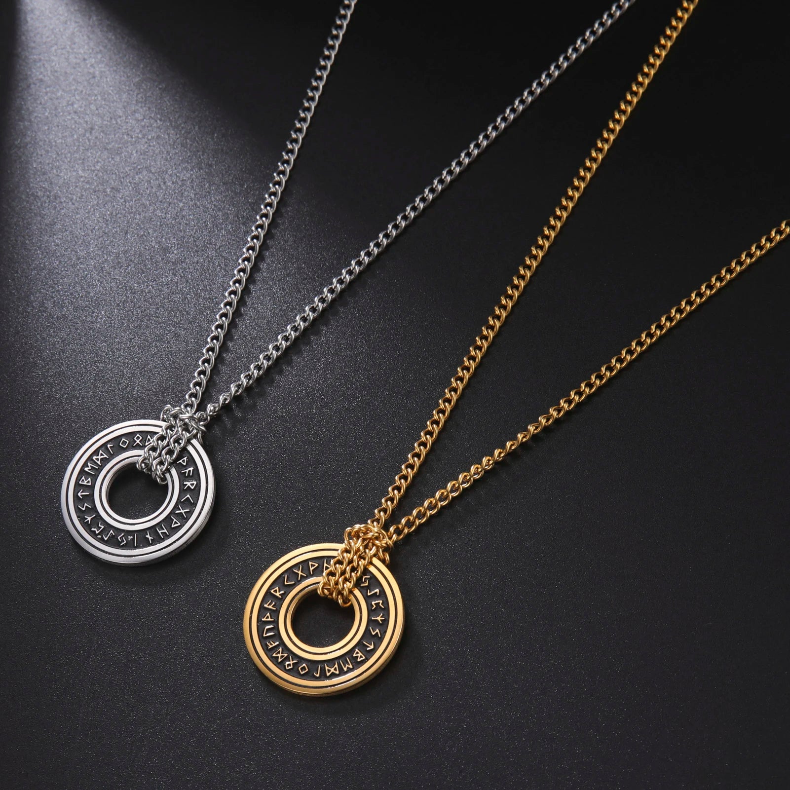 LIKGREAT Vintage Nordic Rune Necklaces for Men Stainless Steel Norse Runes Viking Jewerly Pagan Pendant Amulet Gift Hot