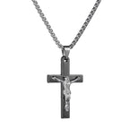 Christian Jesus Cross Necklace For Women Men Stainless Steel Chains Choker Religion Pendants Jewelry Prayer Baptism Gift