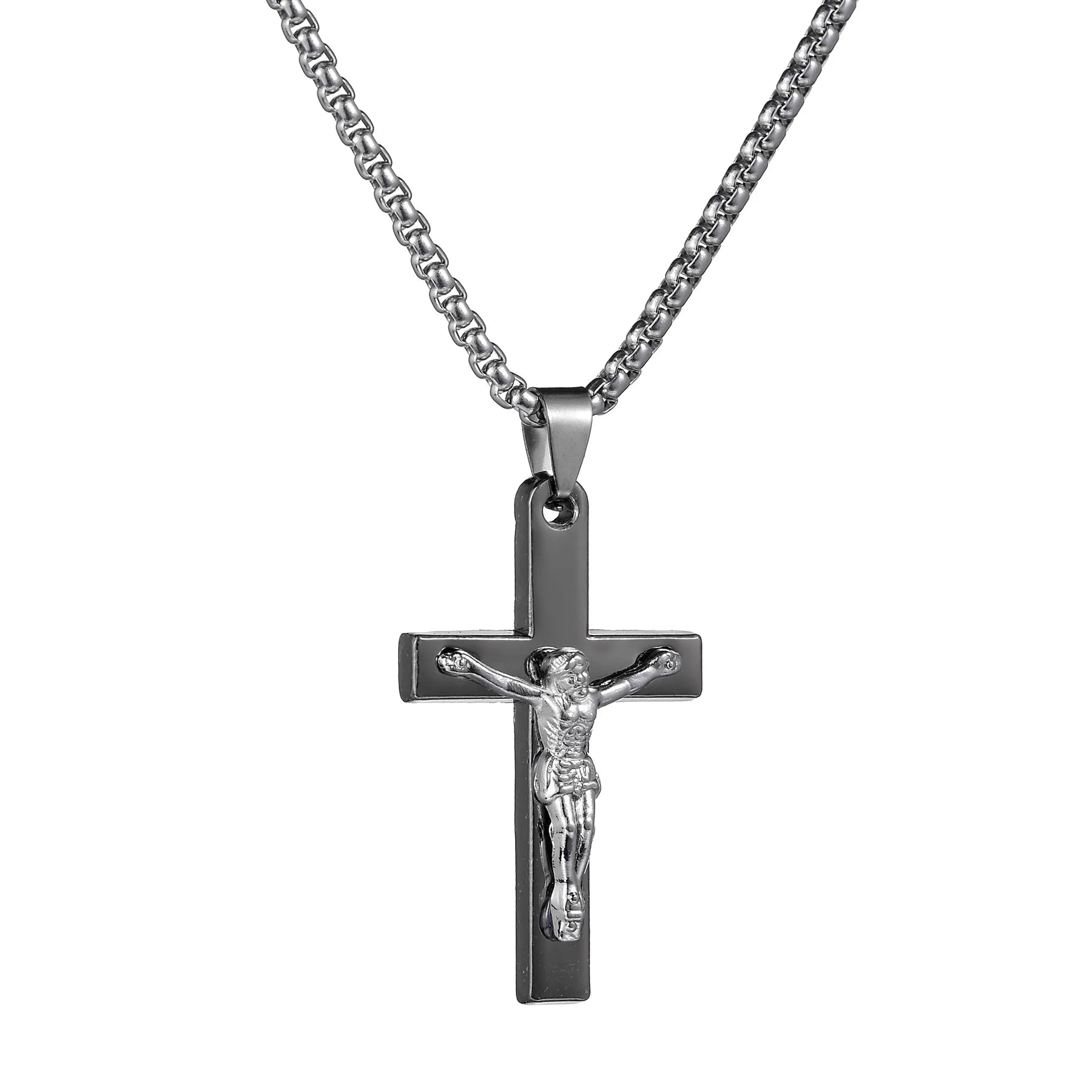 Christian Jesus Cross Necklace For Women Men Stainless Steel Chains Choker Religion Pendants Jewelry Prayer Baptism Gift