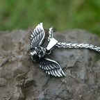 NEW Men's 316L stainless-steel Vintage Angel wing skull Rock Pendant Necklace for teens punk Jewelry free shipping