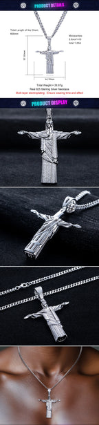 Iced Out Christ Pendant — 925 Silver
