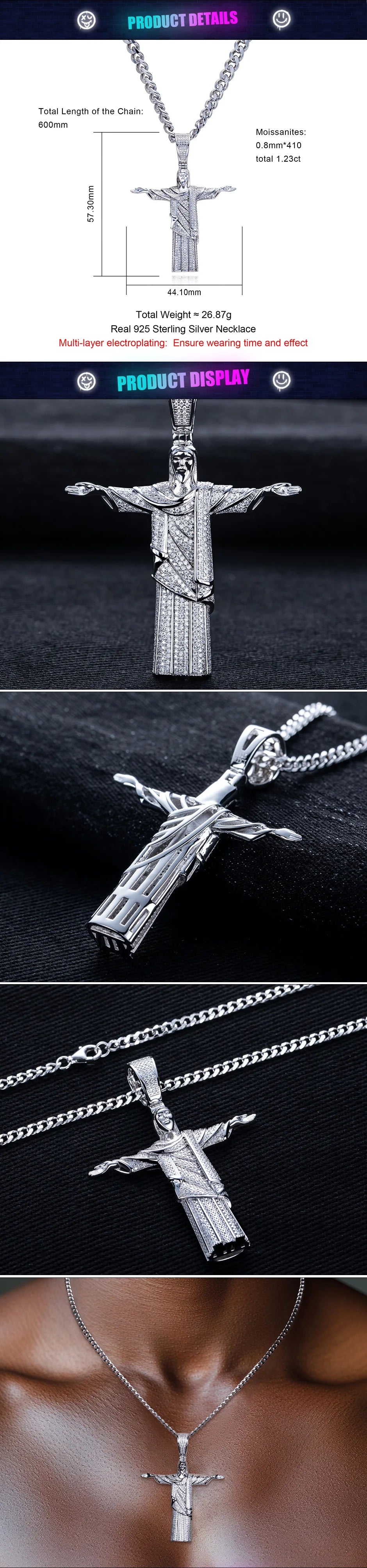 Iced Out Christ Pendant — 925 Silver