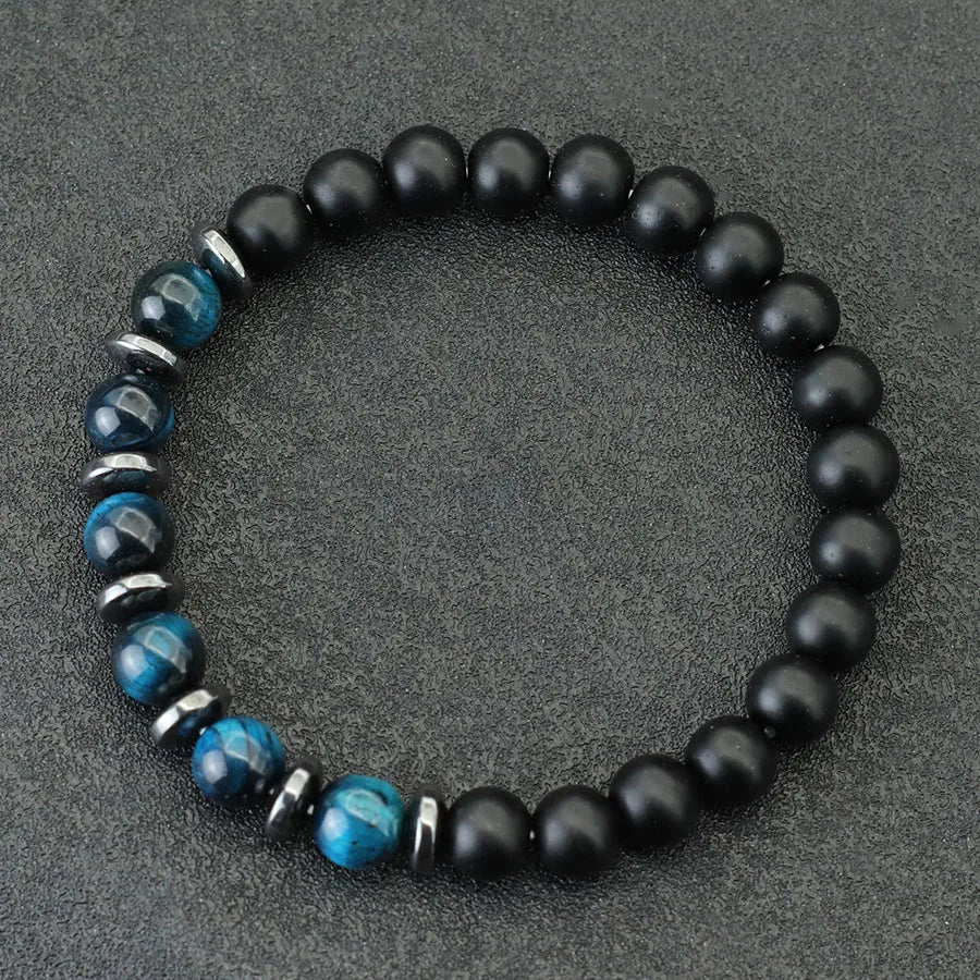 Noter Men Bracelet High Quality Black Frosted Stone Strand Braslet Gifts For Boyfriend Husband Hematite Healing Braclet Pulsera