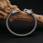 Viking Double Wolf Head Bracelet — Stainless