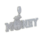 New Hip Hop Money Pendant Necklace Gold Color Iced Out Bling CZ Cubic Zirconia Letters Rich Dollar Charm Men Women