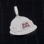Iced Out Helmet Pendant Necklace CZ