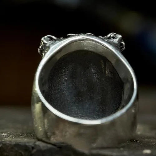 Retro Skeleton Punk Style Ring Men's Dark System Exaggerated Trend High-End Feeling Unique Square Alloy Ring for Men