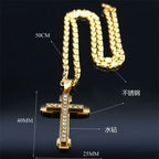 Iced Cross Stainless Steel Pendant Necklace