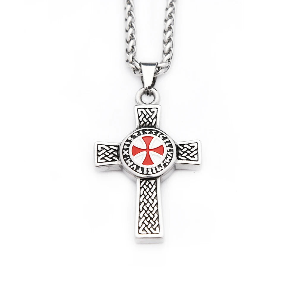 Cross Shield Pendant — Stainless Steel