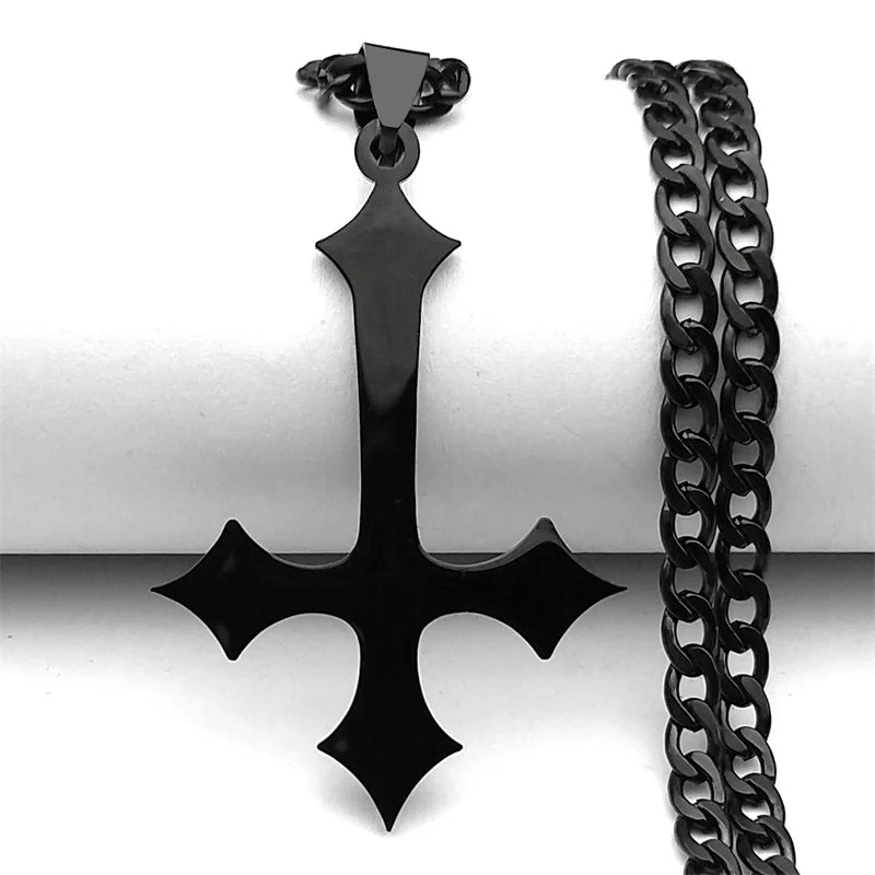 Cross Silver Choker Chain Necklace — Stainless Steel