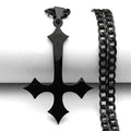 Cross Silver Choker Chain Necklace — Stainless Steel