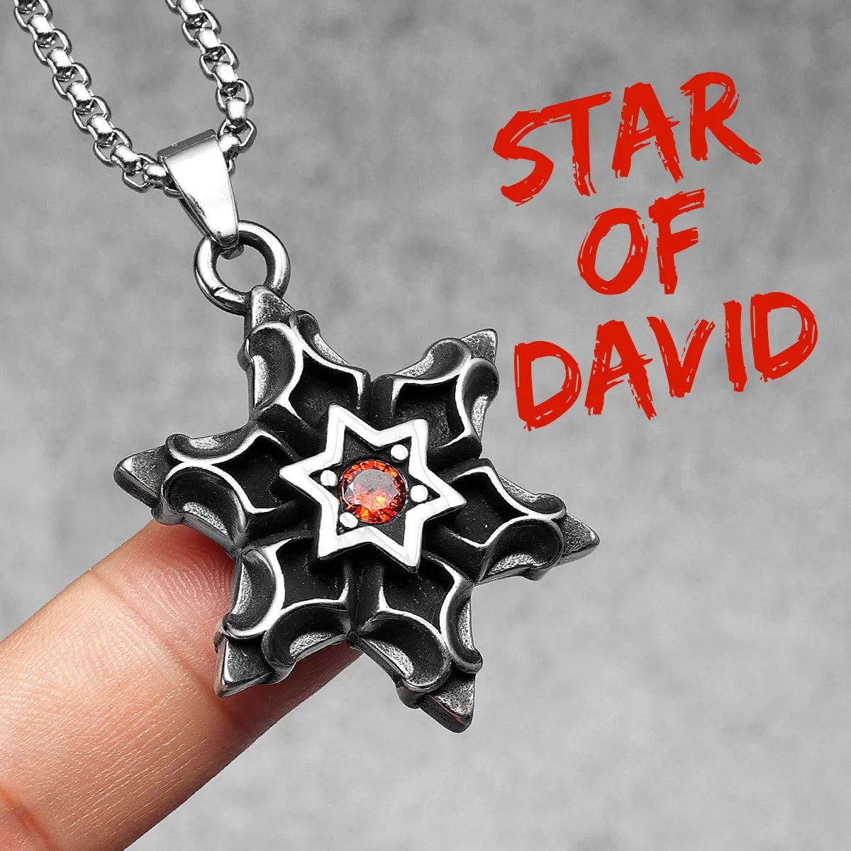 Star of David Pendant — Stainless Steel