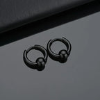 2pcs Stainless Steel Hoop Earrings For Men Small Circle Metal Ball Anti-allergic Ear Buckle Rock Hip Hop Artificial