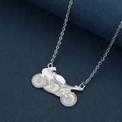 Classic Biker Motorcycle Pendant Necklace — Two-Tone